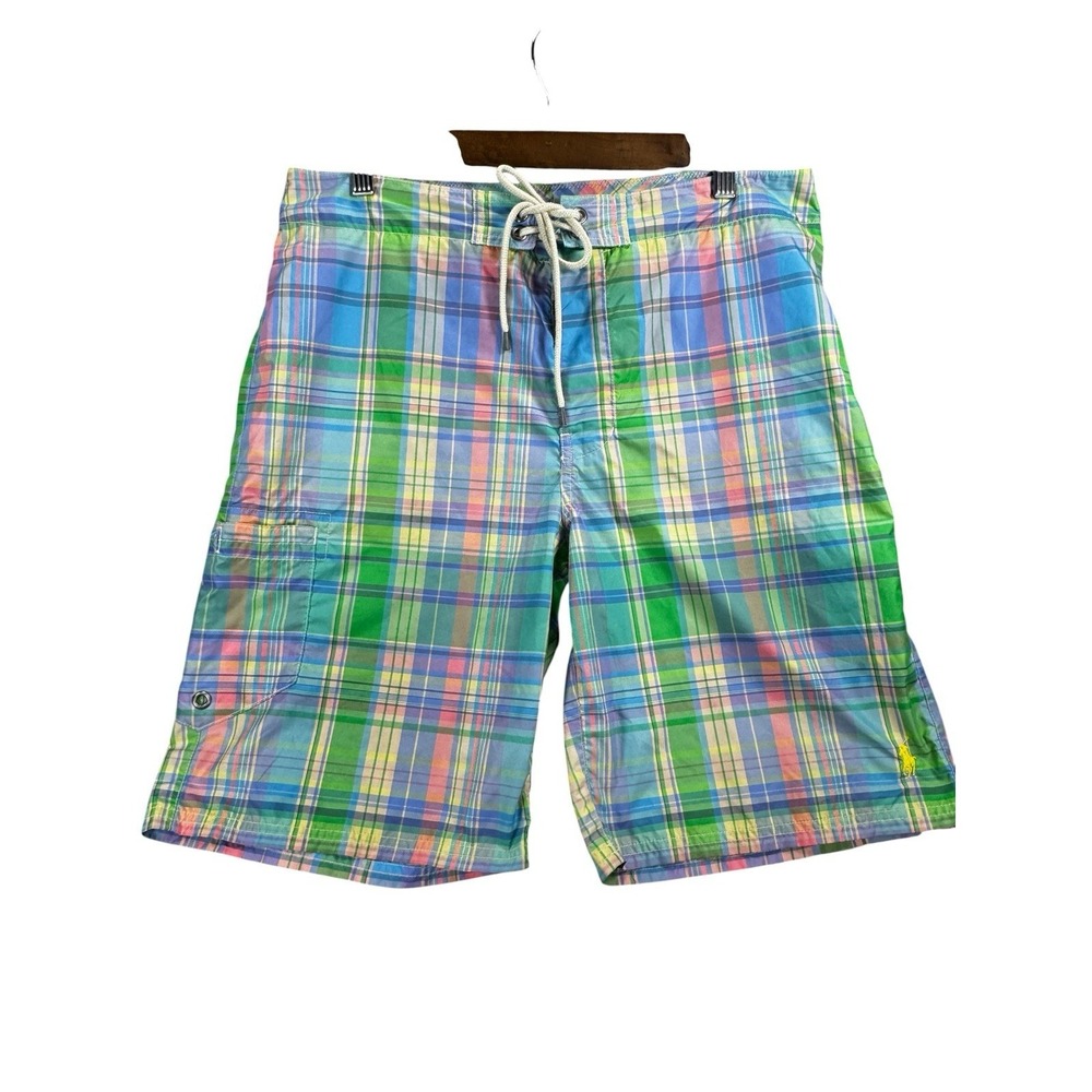 Polo Ralph Lauren Plaid Swim Trunks Mens Size 32 Multicolor Board Shorts